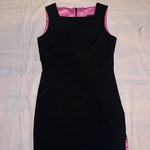 Positive Attitude | VNTG Fitted Mini Black Dress with Satin Pink Lining Slit